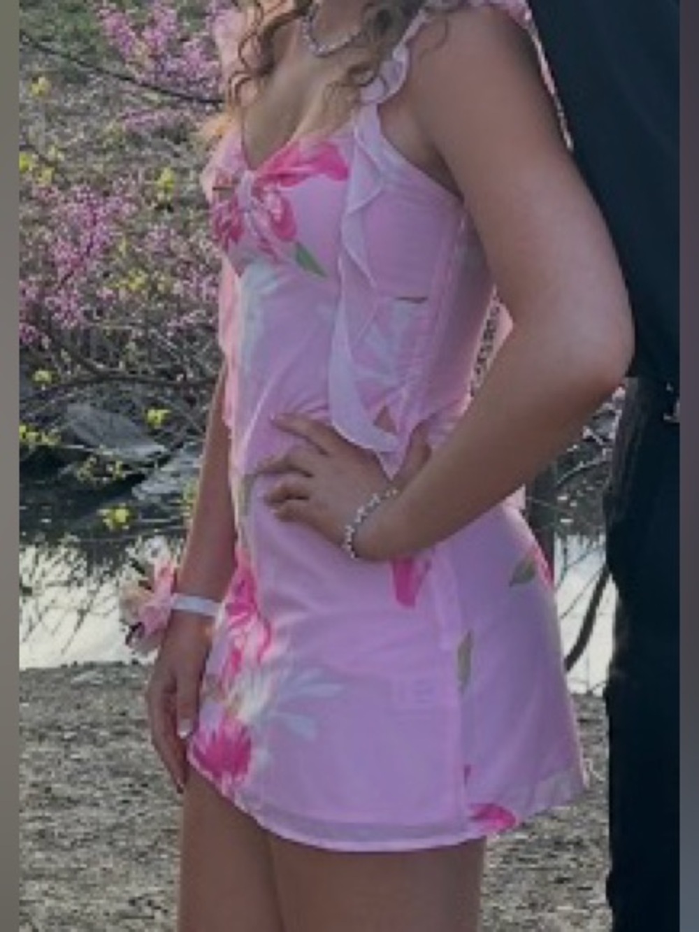 Pink Floral Ruffle Mini Dress - Picture 5 of 5